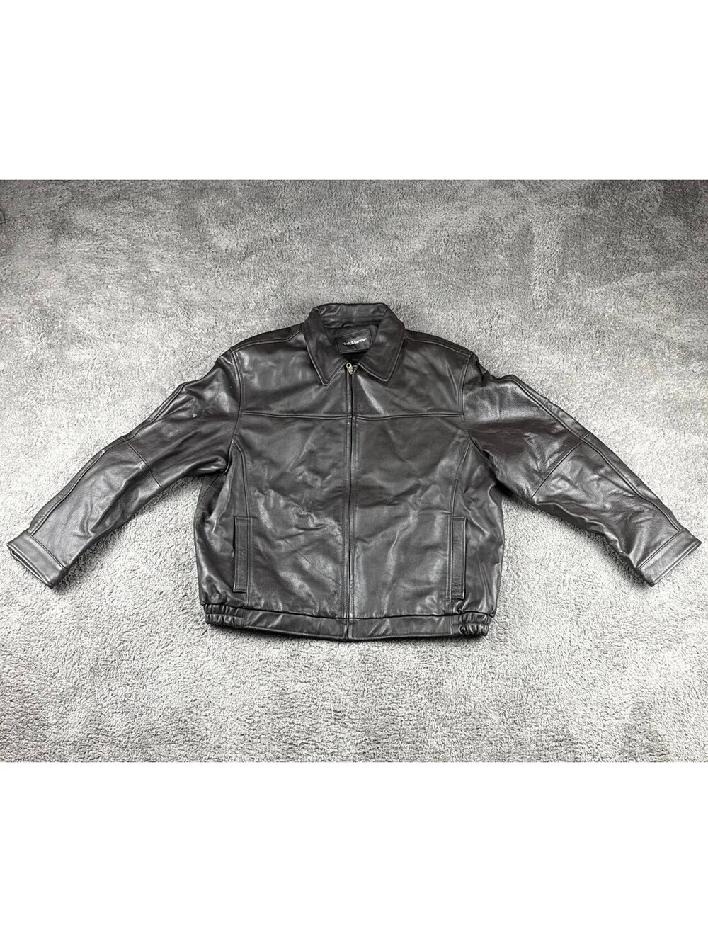 Croft & Barrow Leather Jacket Mens L Brown Full Zip YKK Lined Coat